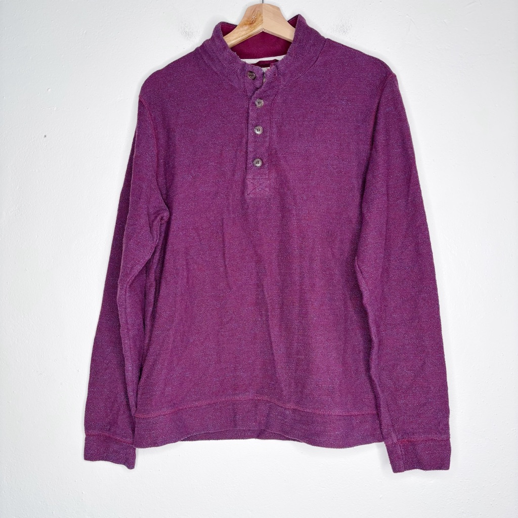Marine Layer Clayton Textured Long Sleeve Maroon Henley Size M Euc